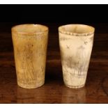 Two Small 19th Century Horn Beakers.