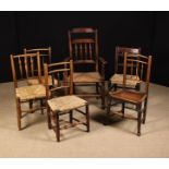 Six Country Chairs: Three late 18th/early 19th century spindle back side chairs attributed to North
