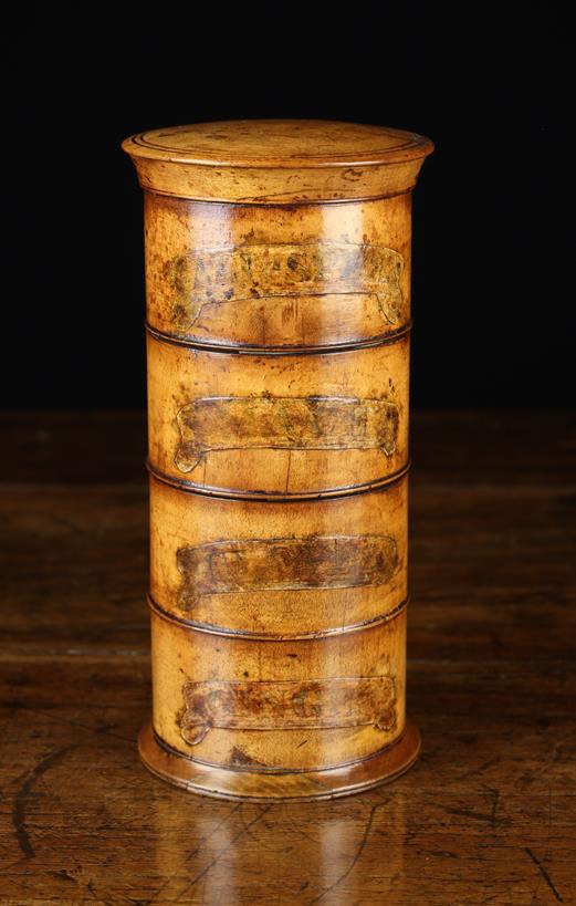 A Late 18th/Early 19th Century Turned Treen Spice Tower of fine colour and patination.