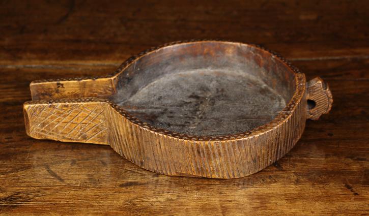 A 19th Century Scratch Carved Fruitwood Spouted Drip Tray, - Image 4 of 7