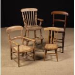 Four 19th Century Child's Chairs: A high-chair with spindle back,