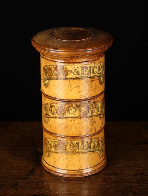 A Fine George III Turned Boxwood Spice Tower.