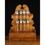 A Fine 18th Century Boarded Oak Spoon Rack of rich colour & patination.