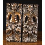 A Pair of 16th/17th Century Pierced Limewood Panels carved with winged angels;