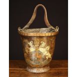 A Fine 19th Century Leather Fire Bucket painted with Royal crest and having a riveted copper rim
