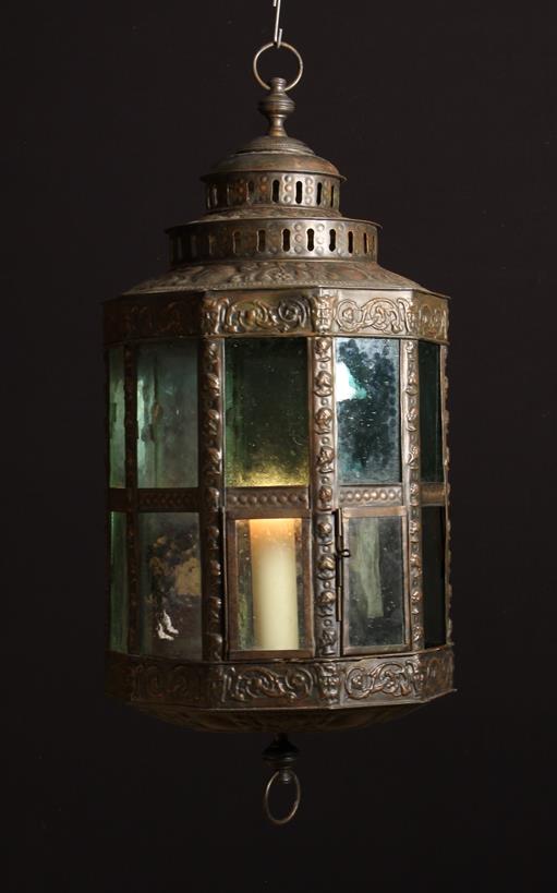 A Large 19th Century Bronze Patinated Sheet Metal Lantern embossed with Renaissance style - Image 3 of 3