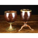 Two Fine 18th Century Brass Mounted Coconut Shell Goblets.