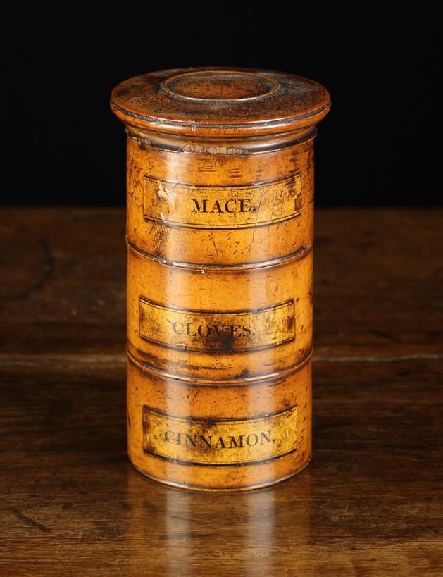 A Fine Regency Turned Boxwood Spice Tower.