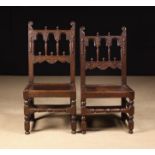 A Pair of Fine 17th Century English Carved Oak Chairs, Circa 1675.