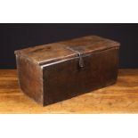 A 17th Century Rustic Boarded Oak Box in original condition with visible saw & plane marks to the