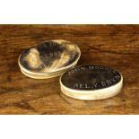 Two 19th Century Welsh Horn Snuff Boxes of oval form.