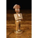 A Charming 19th Century French Figural Treen Snuff Container carved in the form of Napoleon