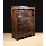 A 17th Century Joined Oak Court Cupboard of good colour & patination.