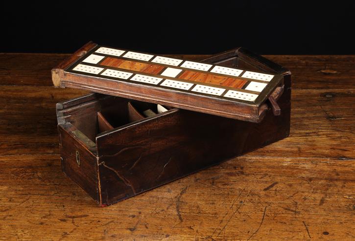 A 19th Century Mahogany Games Box of rectangular form with a brass lined keyhole to one end. - Image 3 of 4