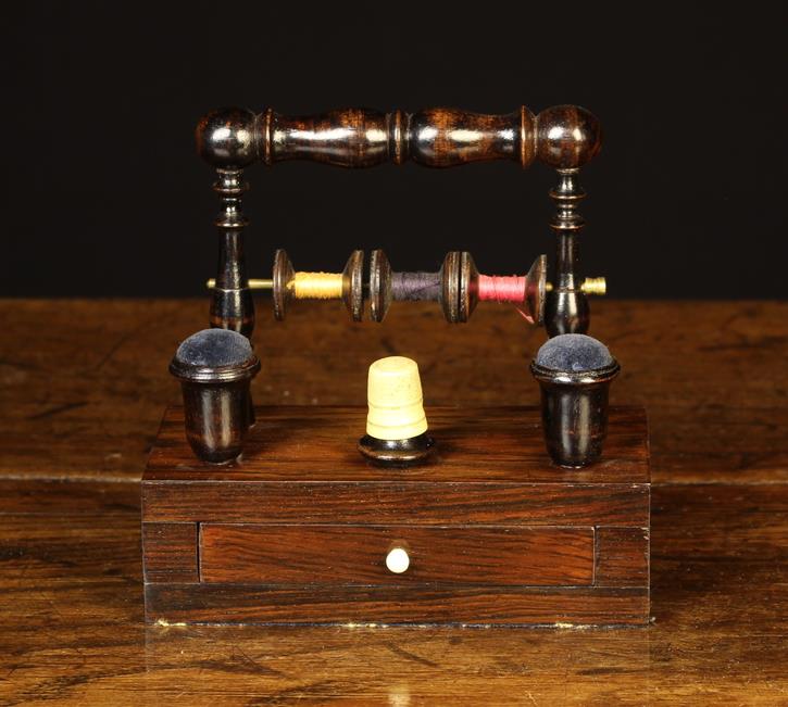 A 19th Century Rosewood Sewing Companion Stand & A Silk Winder. - Image 2 of 5
