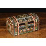 A Small Late 19th/Early 20th Century Painted Folk Art Casket of rectangular form with a domed lid.