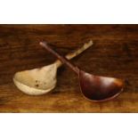 Two Antique Sycamore Spoons with dug out tear-drop bowls on integral handles;