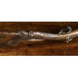 An Antique French Percussion Sporting Rifle, having damascened twin barrels with ram rod,