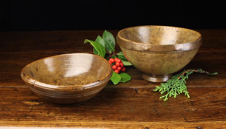 Two Antique Turned Sycamore Bowls: The smaller one late 18th/early 19th century,
