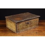 An 18th Century French Boarded Oak Box with residual painted bands to the borders.
