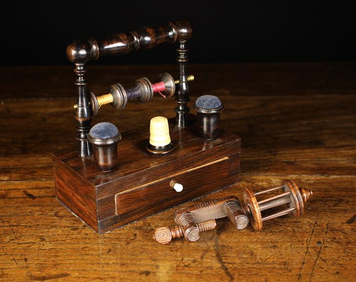 A 19th Century Rosewood Sewing Companion Stand & A Silk Winder.