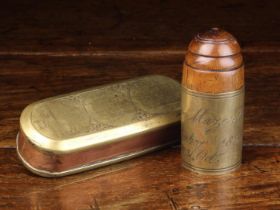An Unusual 19th Century Brass Mounted Wooden Memento & An 18th century Dutch Tobacco Box.