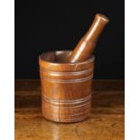 A Large 18th Century Turned Lignum Vitae Pestle & Mortar.