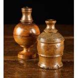 Two Turned Treen Spice Pourers: One 19th century,
