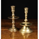 Two 17th Century Dutch Brass Candlesticks.