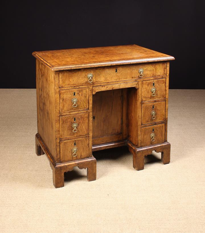 A Fine 18th Century Burr Walnut Veneered Kneehole Desk of Modest Proportions,