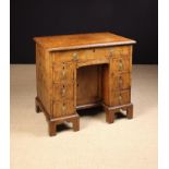 A Fine 18th Century Burr Walnut Veneered Kneehole Desk of Modest Proportions,