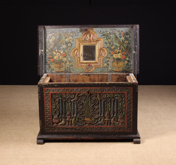 A Delightful 18th Century Friesland Folk Art Coffer of rectangular boarded form,