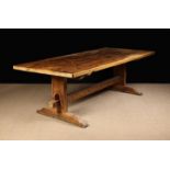 A Large 20th Century Pine Trestle Table.