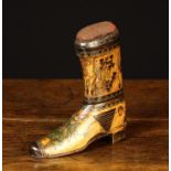 A Delightful 19th Century Folk Art Wooden Boot Last/Pin Cushion.