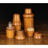 A Group of Four 19th Century Turned Boxwood Chemist Jar Cases: The largest beautifully patinated