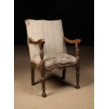 An Elizabethan Upholstered Walnut Chair (A/F).