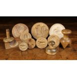 A Group of Twelve Fine 19th Century Butter Stamps ranging in size from 3½" (9 cm) in diameter to