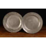 A Pair of 18th Century Pewter Chargers by Samuel Ellis London,