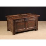 A Small Late 17th/Early 18th Century Joined Oak Twin Panel Coffer.