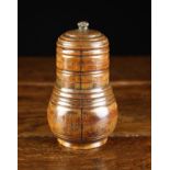A Late 17th/Early 18th Century English Treen Spice Jar & Cover with ring turned decoration,