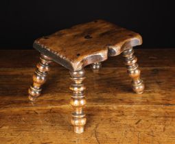 A Small 19th Century Inlaid Low Stool/Lace Maker's Lamp Stand.