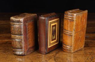 Three 19th Century Folk Art Snuff Boxes in the form of Books: One having a simulated leather spine