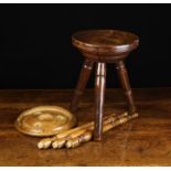 An Unusual 19th Century Treen Stand & a 19th Century Country Stool.