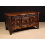 A Carved & Inlaid 17th Century Oak Coffer of fine colour & patination.