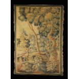 A Late 17th/Early 18th Century Verdure Tapestry Wall Hanging depicting a crested bird amongst