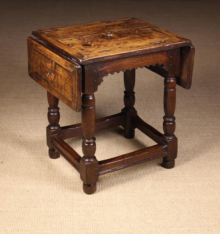 An Unusual 17th Century Inlaid Oak Tavern or Gaming Table. - Image 3 of 3