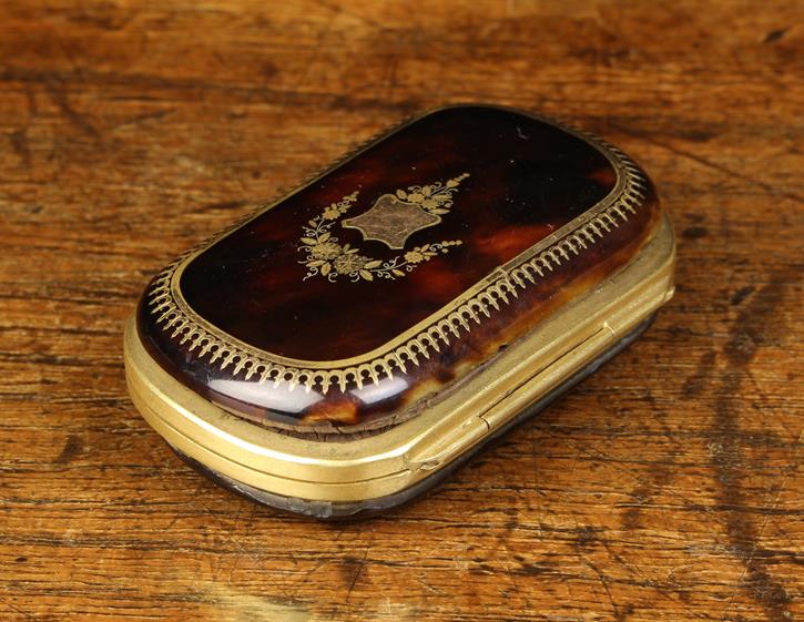 A Delightful 19th Century French Tortoiseshell Purse of rounded oblong cushion form inlaid with