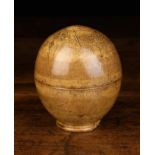 A Fine 18th Century Sycamore Apothecary Jar of spherical form with screw fastening lid and a