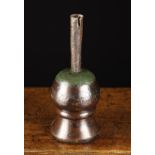 A Rare Early 18th Century Wrought Iron Candle Holder mounted on a treen base.