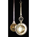 An Early 19th Century Brass Down-hearth Food Warming Dish with reeded edge riveted to a